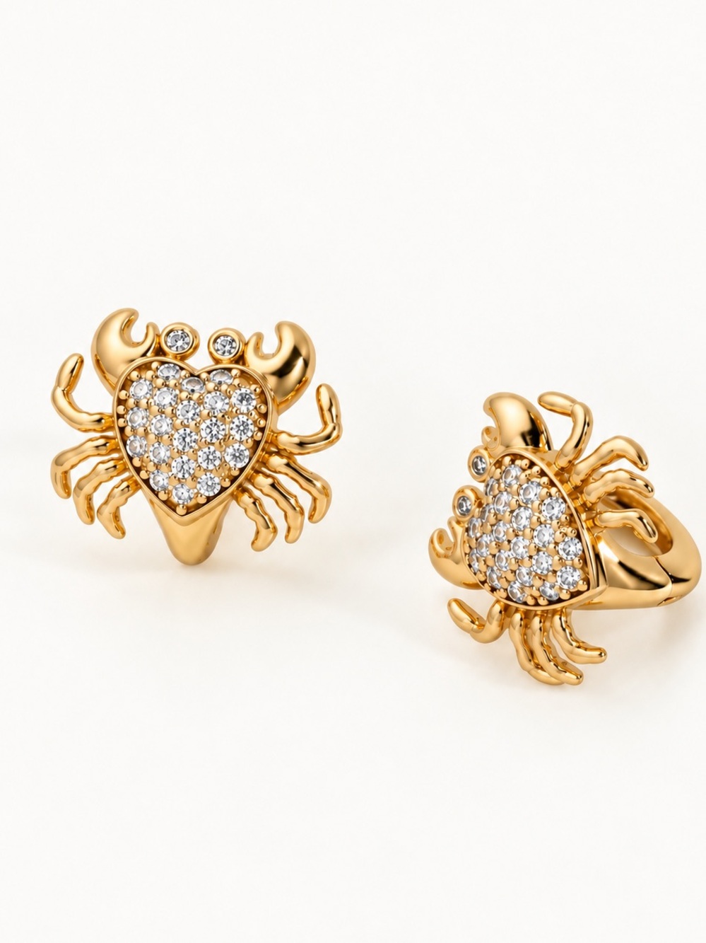 Crab Heart Hoop Earrings |18K Gold Plated Zircon Heart Minimalist Jewelry